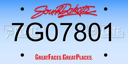 7G07801 South Dakota License Plate