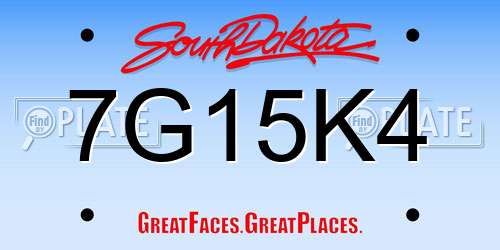 7G15K4 South Dakota License Plate