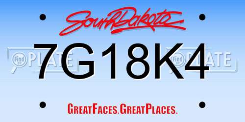 7G18K4 South Dakota License Plate