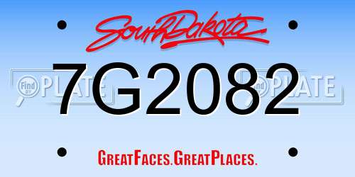 7G2082 South Dakota License Plate