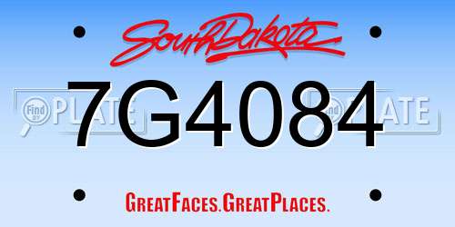 7G4084 South Dakota License Plate
