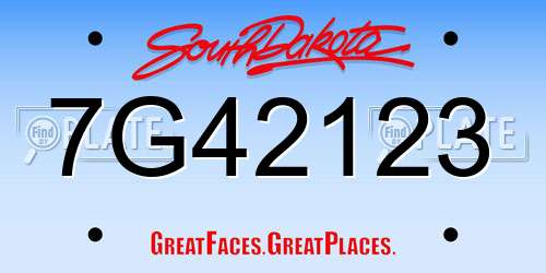 7G42123 South Dakota License Plate