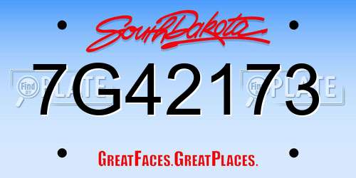 7G42173 South Dakota License Plate