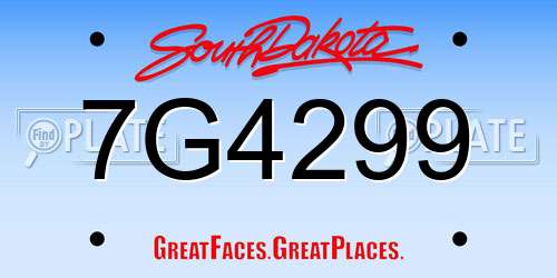7G4299 South Dakota License Plate
