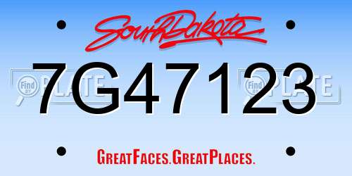 7G47123 South Dakota License Plate