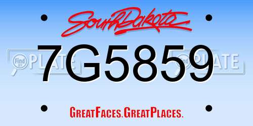 7G5859 South Dakota License Plate