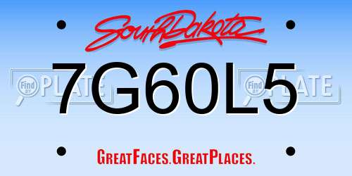 7G60L5 South Dakota License Plate