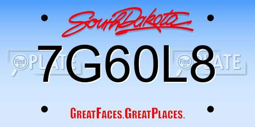 7G60L8 South Dakota License Plate