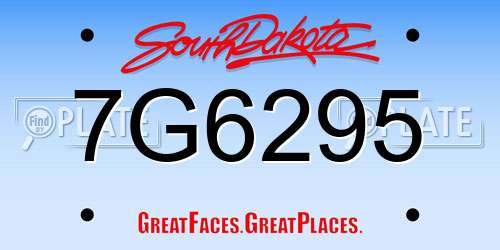7G6295 South Dakota License Plate