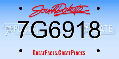 7G6918 South Dakota License Plate