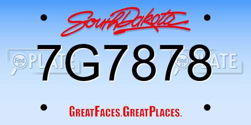 7G7878 South Dakota License Plate