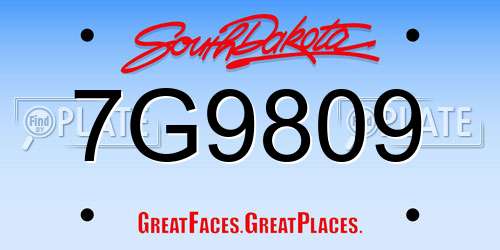 7G9809 South Dakota License Plate