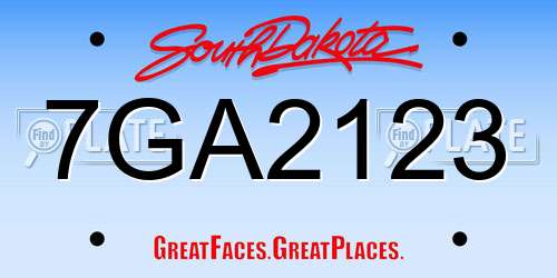 7GA2123 South Dakota License Plate