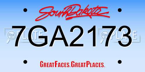 7GA2173 South Dakota License Plate