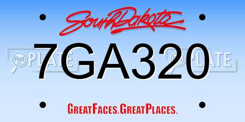7GA320 South Dakota License Plate