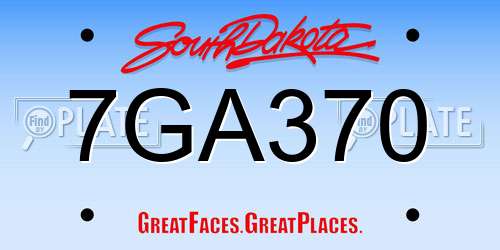 7GA370 South Dakota License Plate
