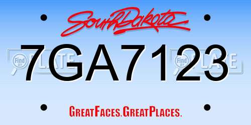 7GA7123 South Dakota License Plate