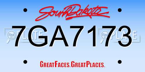 7GA7173 South Dakota License Plate