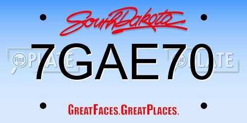7GAE70 South Dakota License Plate