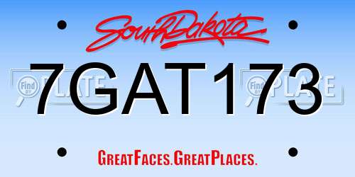 7GAT173 South Dakota License Plate