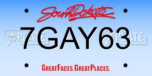 7GAY63 South Dakota License Plate