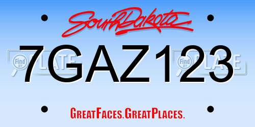 7GAZ123 South Dakota License Plate