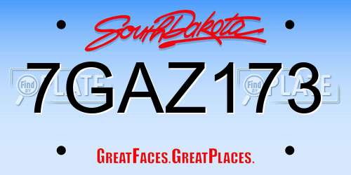 7GAZ173 South Dakota License Plate