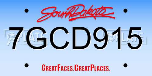 7GCD915 South Dakota License Plate