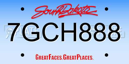 7GCH888 South Dakota License Plate