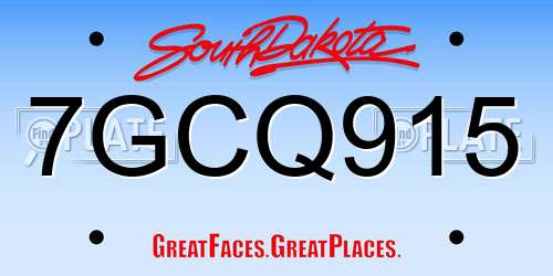 7GCQ915 South Dakota License Plate