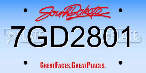 7GD2801 South Dakota License Plate