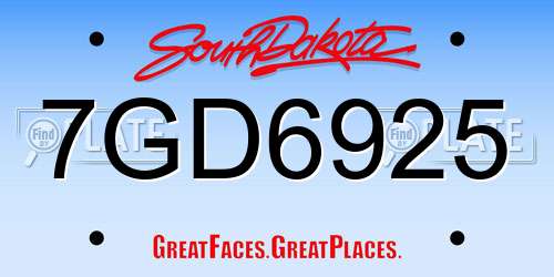 7GD6925 South Dakota License Plate