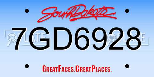 7GD6928 South Dakota License Plate