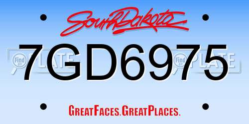 7GD6975 South Dakota License Plate