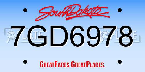 7GD6978 South Dakota License Plate