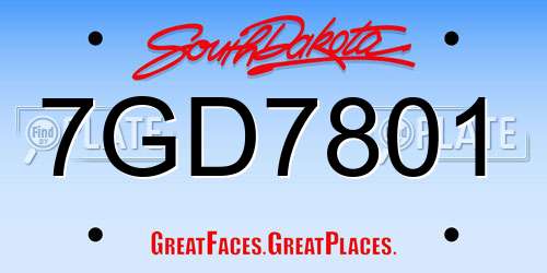 7GD7801 South Dakota License Plate
