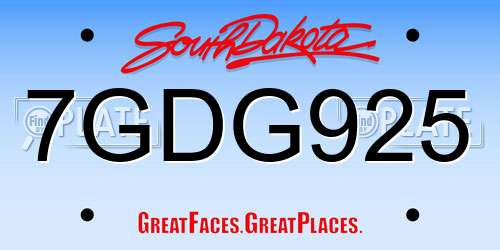 7GDG925 South Dakota License Plate