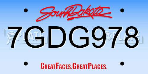7GDG978 South Dakota License Plate