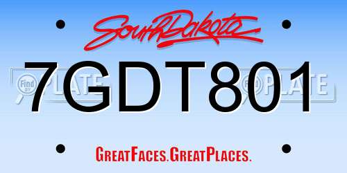 7GDT801 South Dakota License Plate