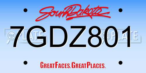 7GDZ801 South Dakota License Plate