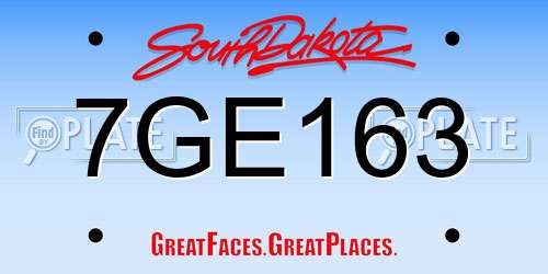 7GE163 South Dakota License Plate