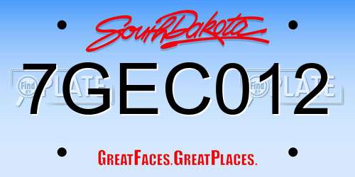 7GEC012 South Dakota License Plate