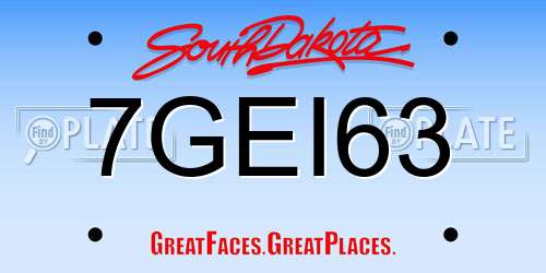 7GEI63 South Dakota License Plate