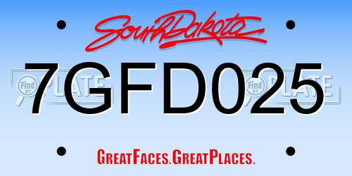 7GFD025 South Dakota License Plate