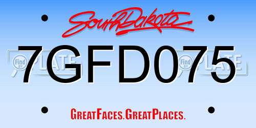 7GFD075 South Dakota License Plate