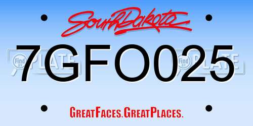 7GFO025 South Dakota License Plate