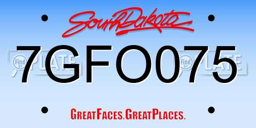 7GFO075 South Dakota License Plate