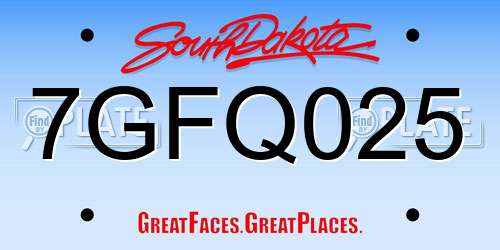 7GFQ025 South Dakota License Plate