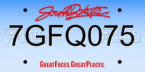 7GFQ075 South Dakota License Plate