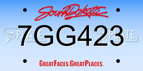 7GG423 South Dakota License Plate